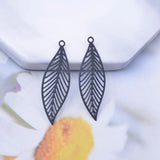 50pcs Brass Long Leaf Charms 10x32mm DIY Earring Findings