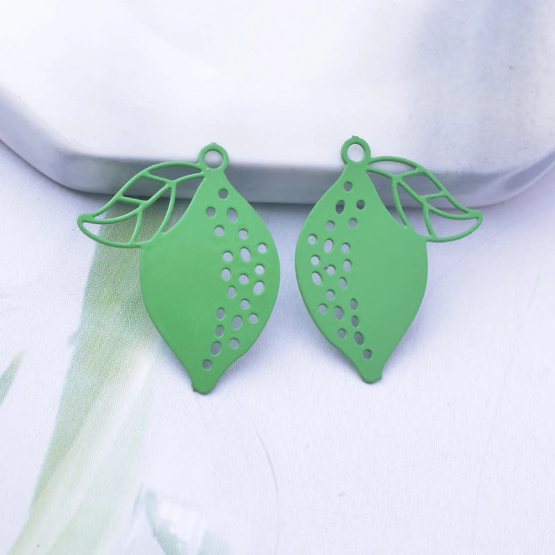 50pcs Brass Lemon Charms Fruits Jewelry Pendant