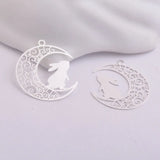 50pcs Moon Rabbit Charms Pendants for DIY Jewelry Making Craft