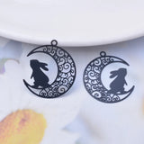 50pcs Moon Rabbit Charms Pendants for DIY Jewelry Making Craft