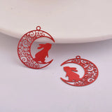 50pcs Moon Rabbit Charms Pendants for DIY Jewelry Making Craft