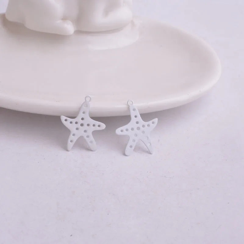 50pcs Painted Metal Starfish Charms for Jewelry Making