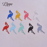 50pcs Brass Flat Birds Charms Painted Animal Pendant