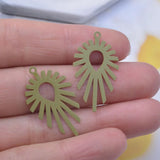 50pcs Army Green Copper Brass Charms 17x29mm Filigree Earring Findings