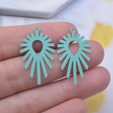 50pcs Army Green Copper Brass Charms 17x29mm Filigree Earring Findings