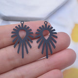 50pcs Army Green Copper Brass Charms 17x29mm Filigree Earring Findings