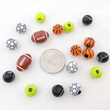 50 Acrylic Spacer Beads - Sports Theme for Jewelry Making