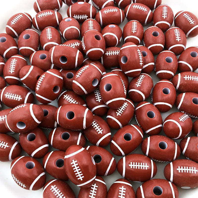 50 Acrylic Spacer Beads - Sports Theme for Jewelry Making
