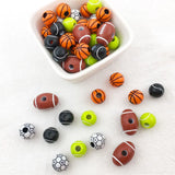 50 Acrylic Spacer Beads - Sports Theme for Jewelry Making