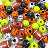 50 Acrylic Spacer Beads - Sports Theme for Jewelry Making