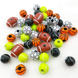 50 Acrylic Spacer Beads - Sports Theme for Jewelry Making