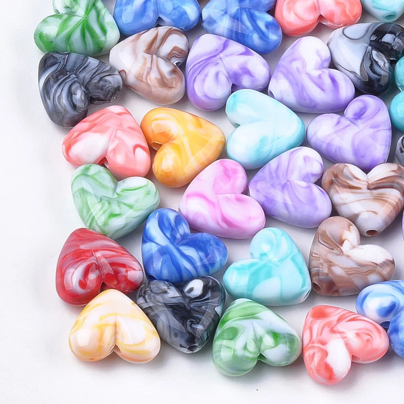 50pcs Acrylic Gemstone Heart Beads Jewelry Making DIY Bracelet Necklace Decor