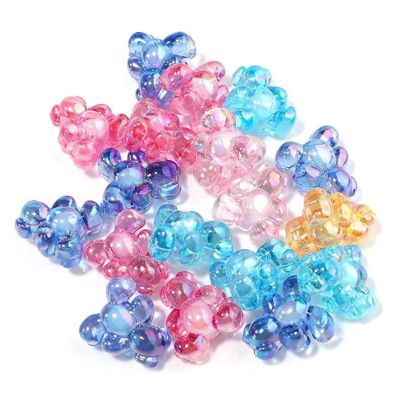 50pcs Mixed Bear Shape Acrylic Plated Beads for DIY Jewelry Making