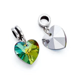 50pcs Heart Dangle Beads Glass Charms DIY Jewelry Making Colorful 25mm