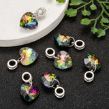 50pcs Heart Dangle Beads Glass Charms DIY Jewelry Making Colorful 25mm