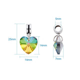 50pcs Heart Dangle Beads Glass Charms DIY Jewelry Making Colorful 25mm