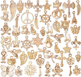 50pcs Mixed Butterfly Insect Leaf Cross Pendant Charms DIY Jewelry Making Charms