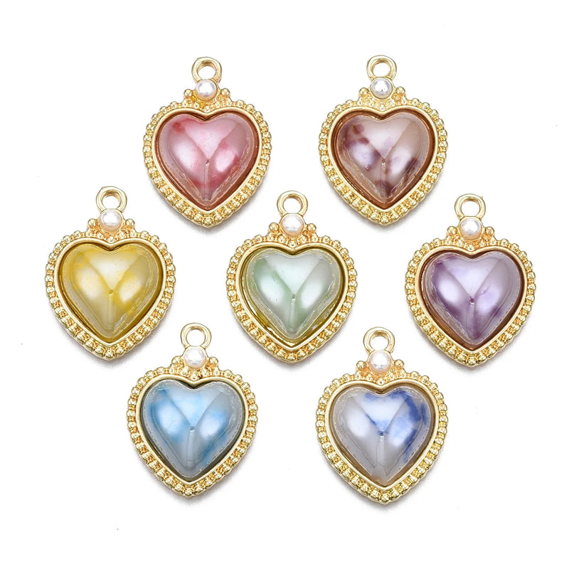 50pcs Alloy Pendants Mix Shapes With Pearl For Necklace Making