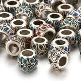 50pcs Rhinestone Alloy European Beads Large Hole Rondelle Mix for Jewelry Making