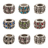 50pcs Rhinestone Alloy European Beads Large Hole Rondelle Mix for Jewelry Making