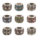 50pcs Rhinestone Alloy European Beads Large Hole Rondelle Mix for Jewelry Making