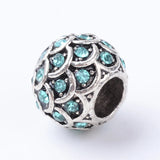 50pcs Rhinestone European Beads Charm Large Hole Rondelle for Jewelry Making