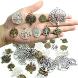 50pcs Antique Alloy Tree of Life Charms Mixed Styles Life Tree Pendents Charms