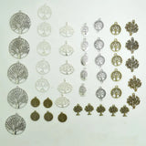 50pcs Antique Alloy Tree of Life Charms Mixed Styles Life Tree Pendents Charms