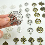 50pcs Antique Alloy Tree of Life Charms Mixed Styles Life Tree Pendents Charms