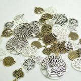 50pcs Antique Alloy Tree of Life Charms Mixed Styles Life Tree Pendents Charms