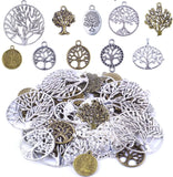 50pcs Antique Alloy Tree of Life Charms Mixed Styles Life Tree Pendents Charms