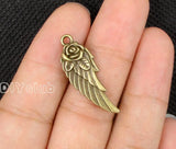 50pcs Antique Bronze Rose Flower Angel Wing Charms Pendant
