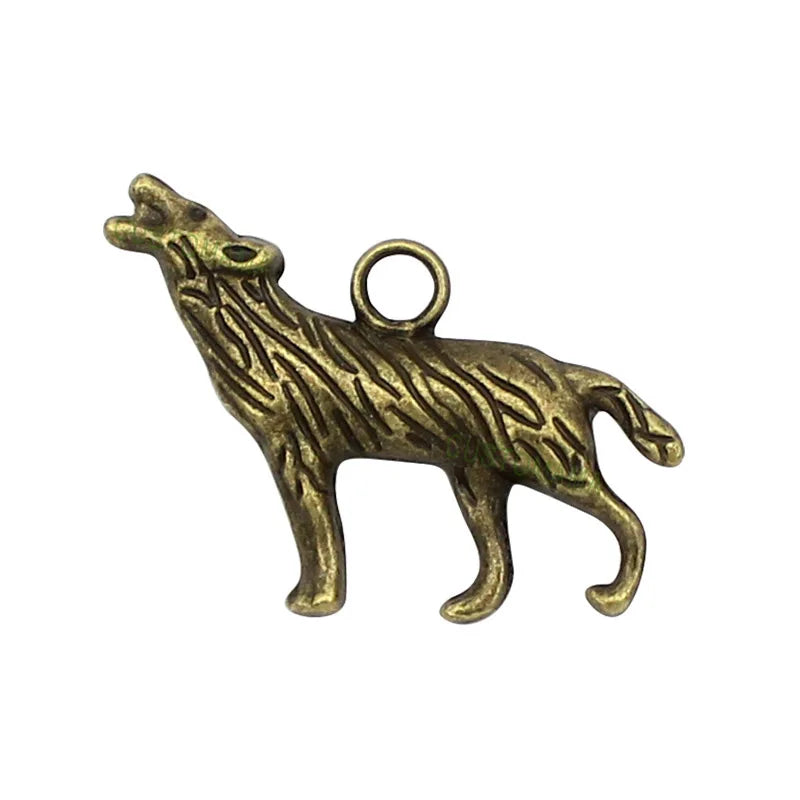 50pcs Antique Bronze Wolf Charms Pendant, Jewelry Finding 26x18mm