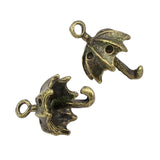 50pcs Antique Bronze 3D Umbrella Charms Pendant 20x12mm