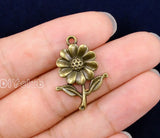 50pcs Antique Bronze Flower Rose Charms Pendant 27x19mm
