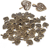 50pcs Hollow Heart Charms Tibetan Alloy Pendants for DIY Jewelry