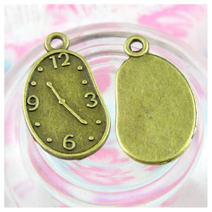 50pcs Antique Bronze Plated Clock Charm Vintage Jewelry Findings