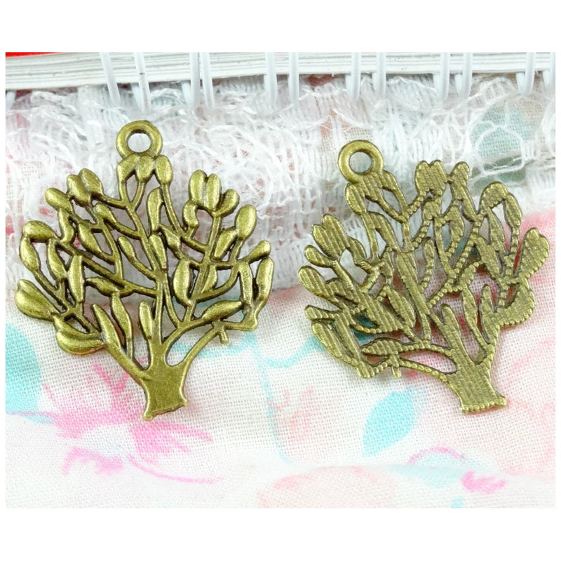 50pcs Antique Bronze Plated Tree Charms Pendants DIY for Bracelet Necklace