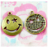50pcs Smiling Face Charm Antique Bronze Pendant for DIY Jewelry Making