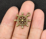 50pcs Antique Bronze Wheel Rudder Charms Pendant 23x19mm