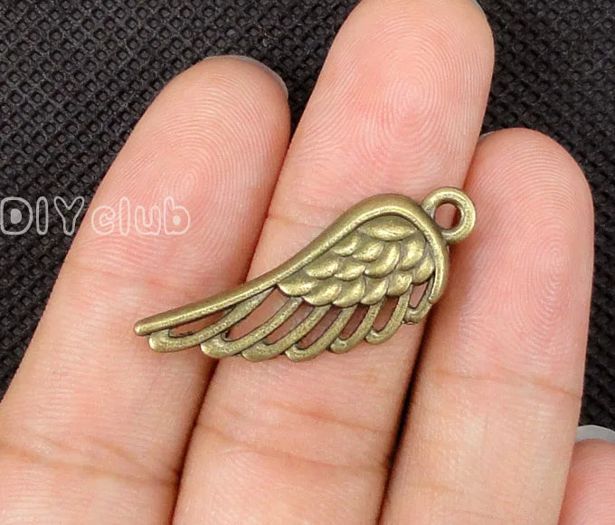 50pcs Antique Bronze Angel Wing Charms Pendant for Jewelry Making