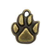 50pcs Antique Bronze Paw Print Charms Pendant 20x16mm