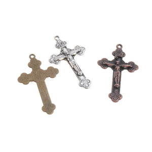 50 Antique Crucifix Charms Pendants 48x28mm Jewelry Findings