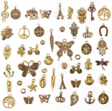 50pcs Antique Golden Mixed Charms Alloy Pendants for DIY Jewelry Making