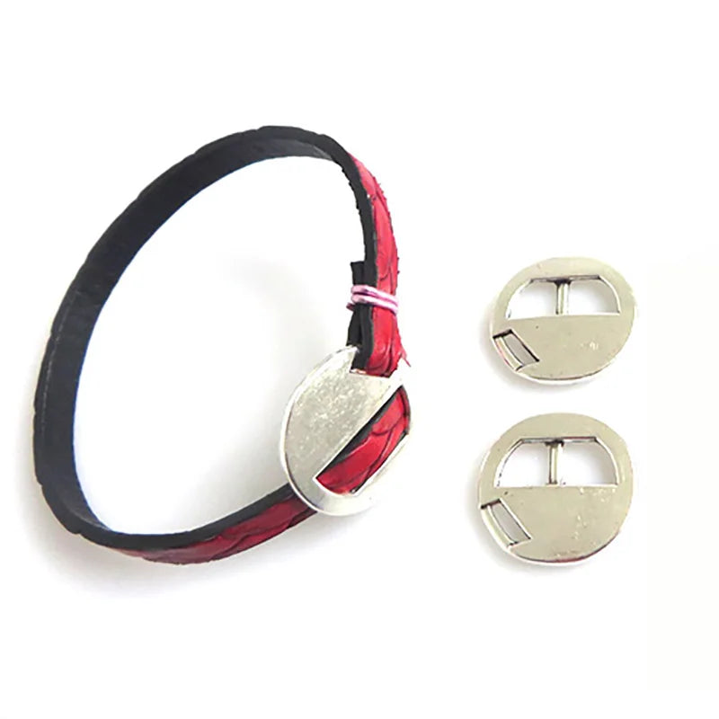 50pcs Antique Silver Clasps for 5mm Flat Leather Bracelet Jewelry Making