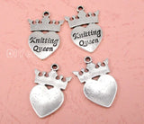 50pcs Antique Silver Plated Knitting Queen Charms Pendant