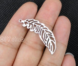 50pcs Tibetan Silver Leaf Charms Pendant 38x13mm