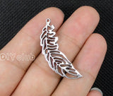 50pcs Tibetan Silver Leaf Charms Pendant 38x13mm