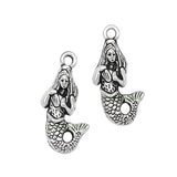 50pcs Tibetan Silver Mermaid Charms Pendant