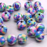 50pcs Polymer Clay Beads Colorful Rainbow Round Beads for Jewelry DIY Bracelet